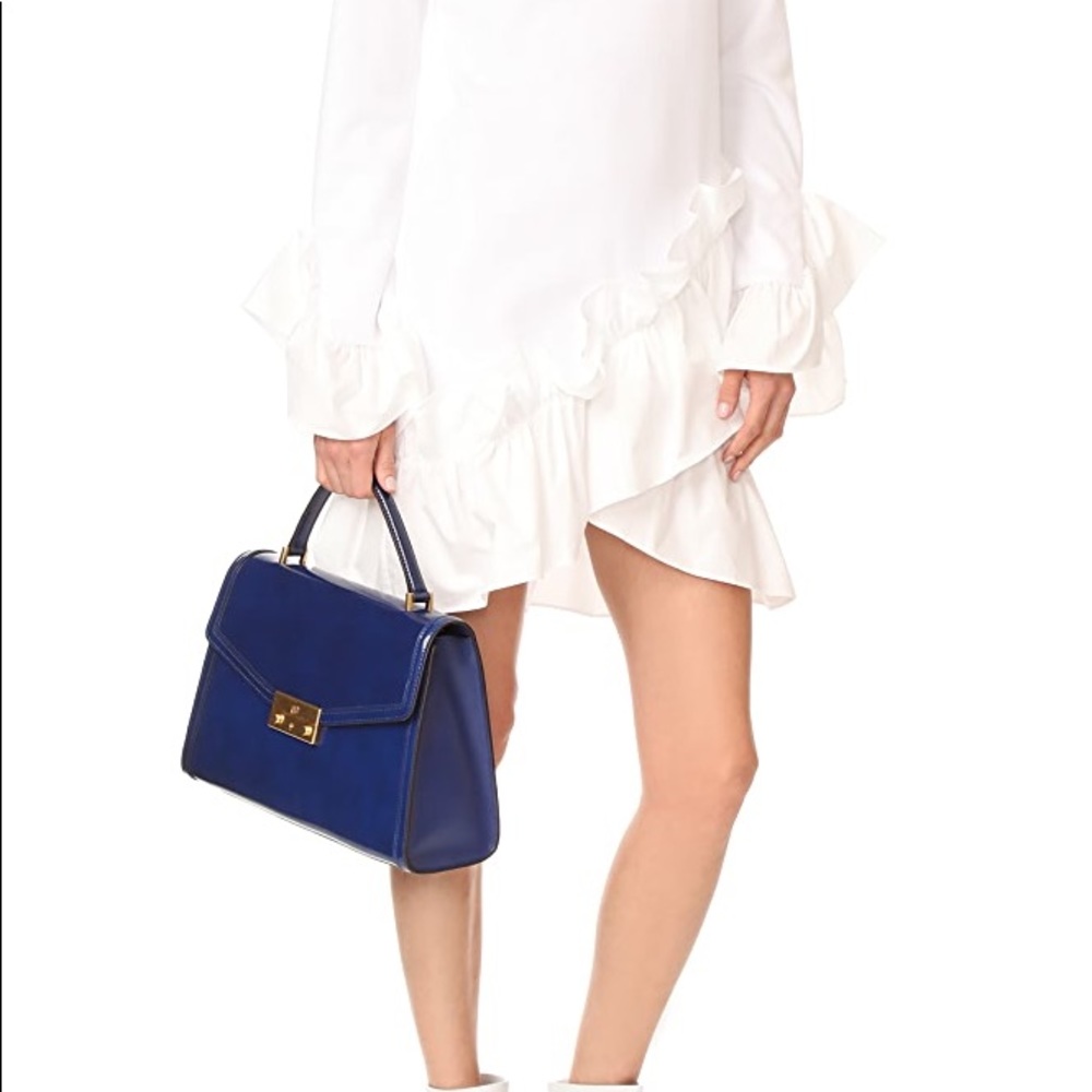 Stunning Tory Burch Navy Leather Satchel Bag